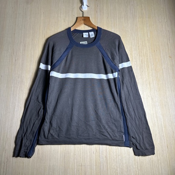 Armani Exchange Other - Armani Exchange Sweater Mens Medium Grey Blue 90s Stripe Raglan Long Sleeve